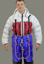 Inner with trousers showing tie-in slot for access to harness