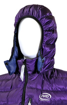 In Purple Ultrashell fabric with optional hood.