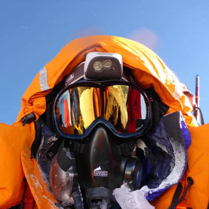 Jo Bradshaw on Everest in PHD Omega Down Suit