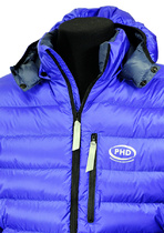 In blue Ultrashell fabric with optional hood