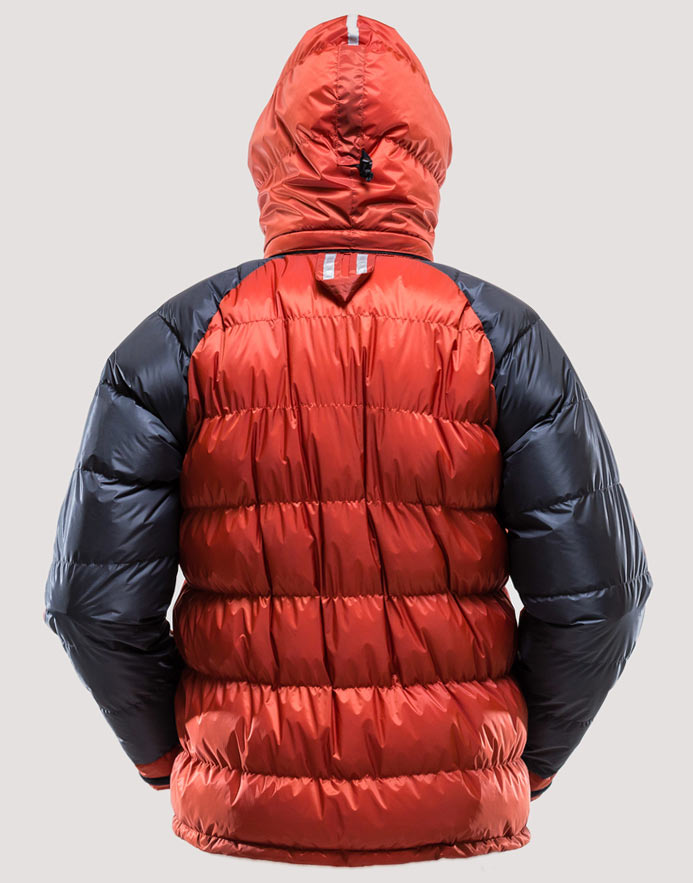 Rear view showing clip loop for securing, adjustable helmet-sized hood with volume reducer, reflect tape, and elasticated back Rear view showing clip loop for securing, adjustable helmet-sized hood with volume reducer, reflect tape, and elasticated back