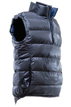 Ultra Down Vest: K Series. Side view showing drop tail.