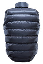 Ultra Down Vest: K Series. Back view showing drop tail.